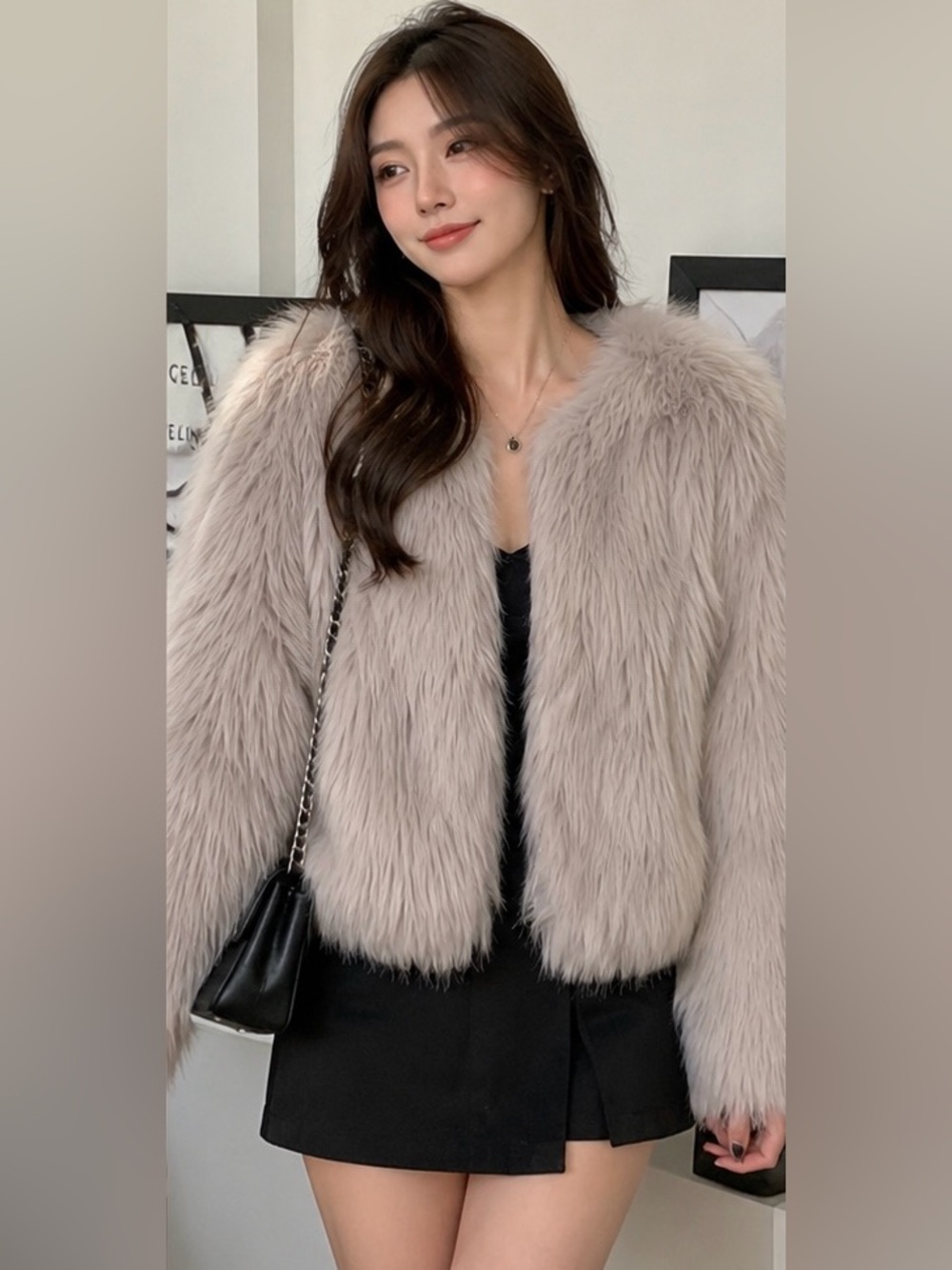 Taupe Faux Fur Jacket
